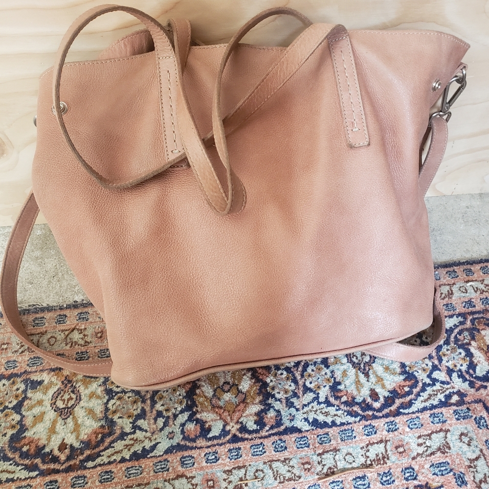 Roots Blush Tan Leather Tote Bag